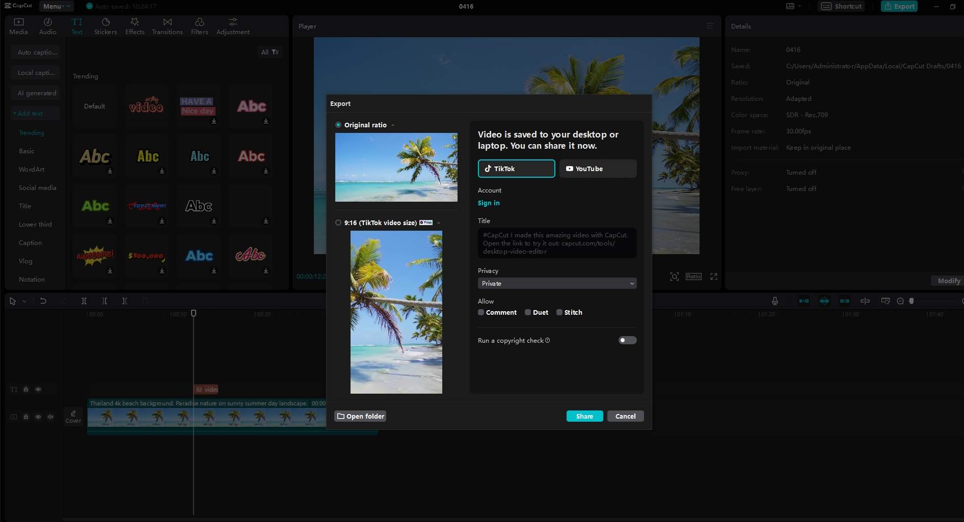 the "Export" button