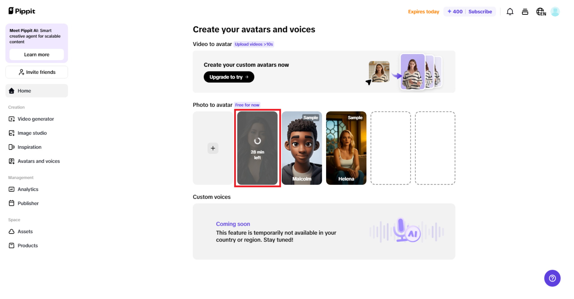 Wait for the avatar to be processed