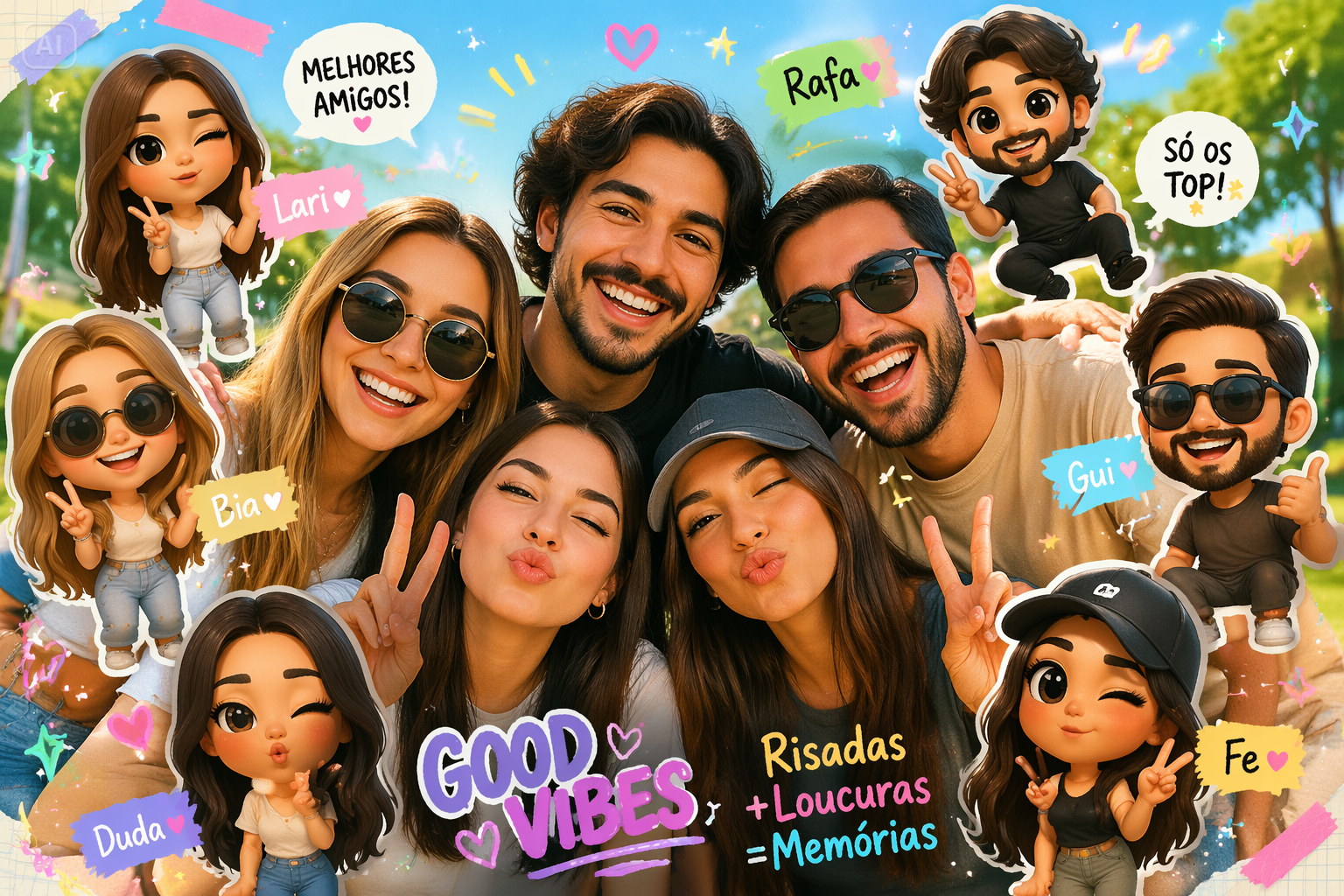 Prompts de edição de fotos em estilo IA de desenho animado Chibi