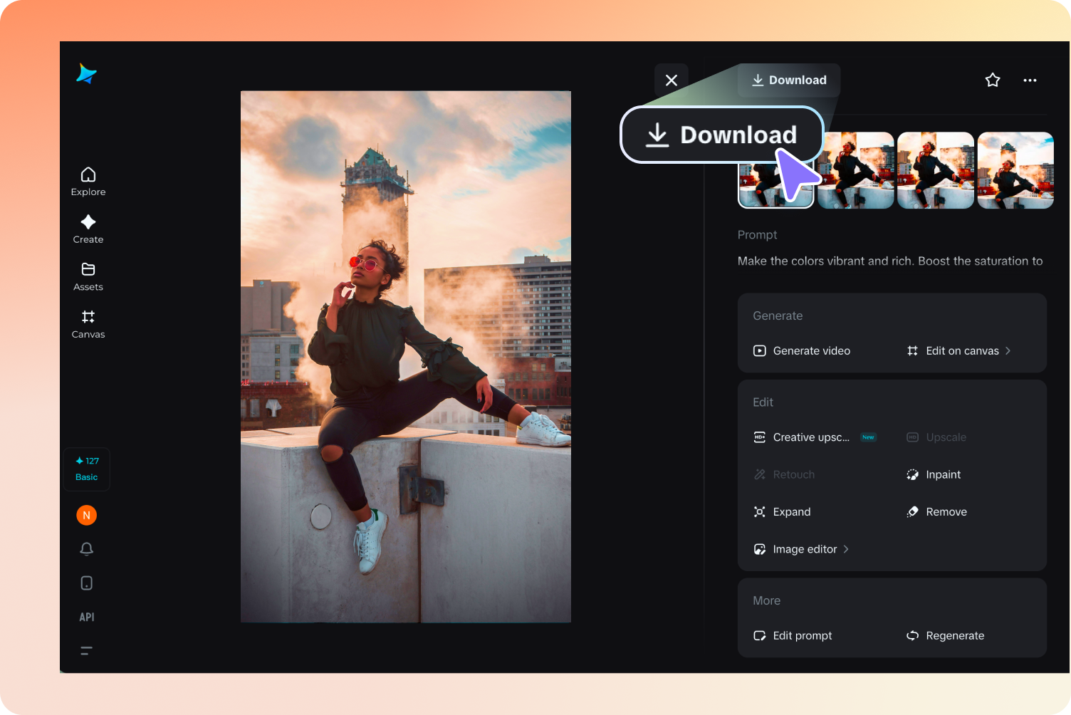 Download a saturated image from Dreamina