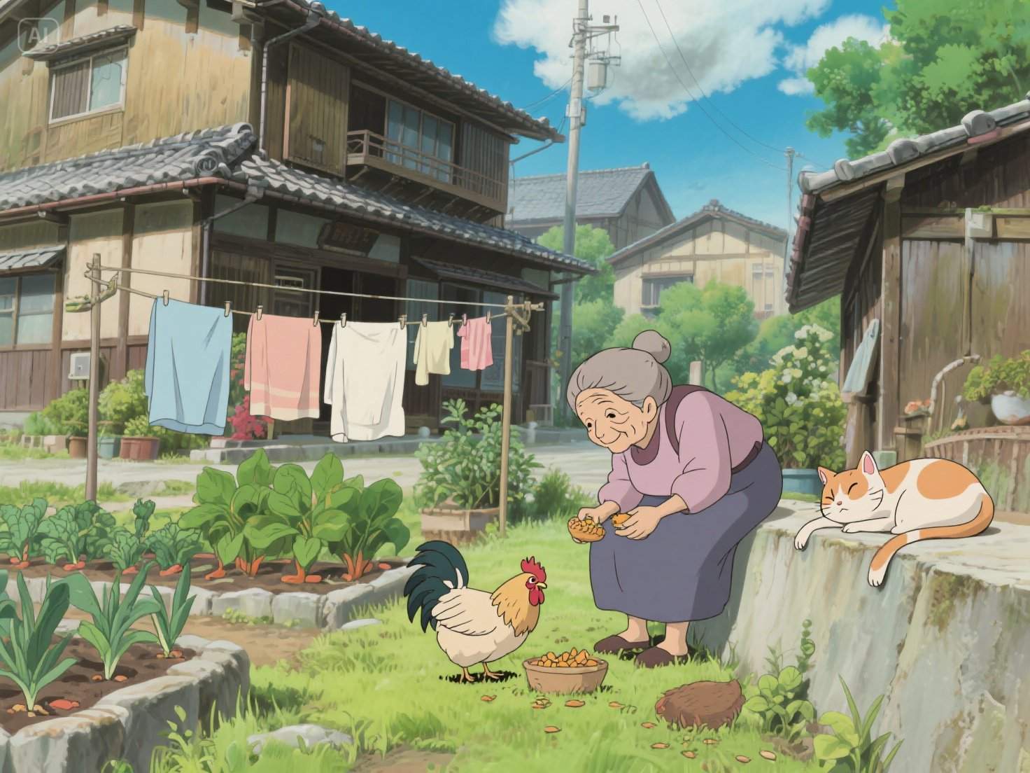 Momento de pueblo tranquilo con IA generó ghibli