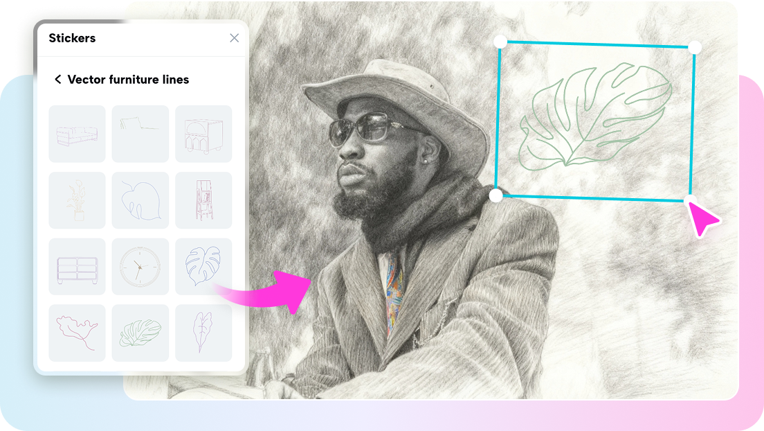Add visual elements to the generated sketch image