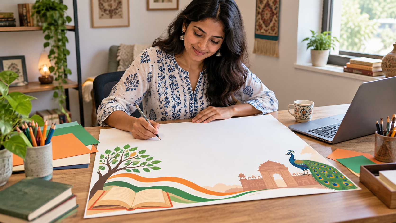 Hindi Diwas AI poster generator prompt exemplu 3