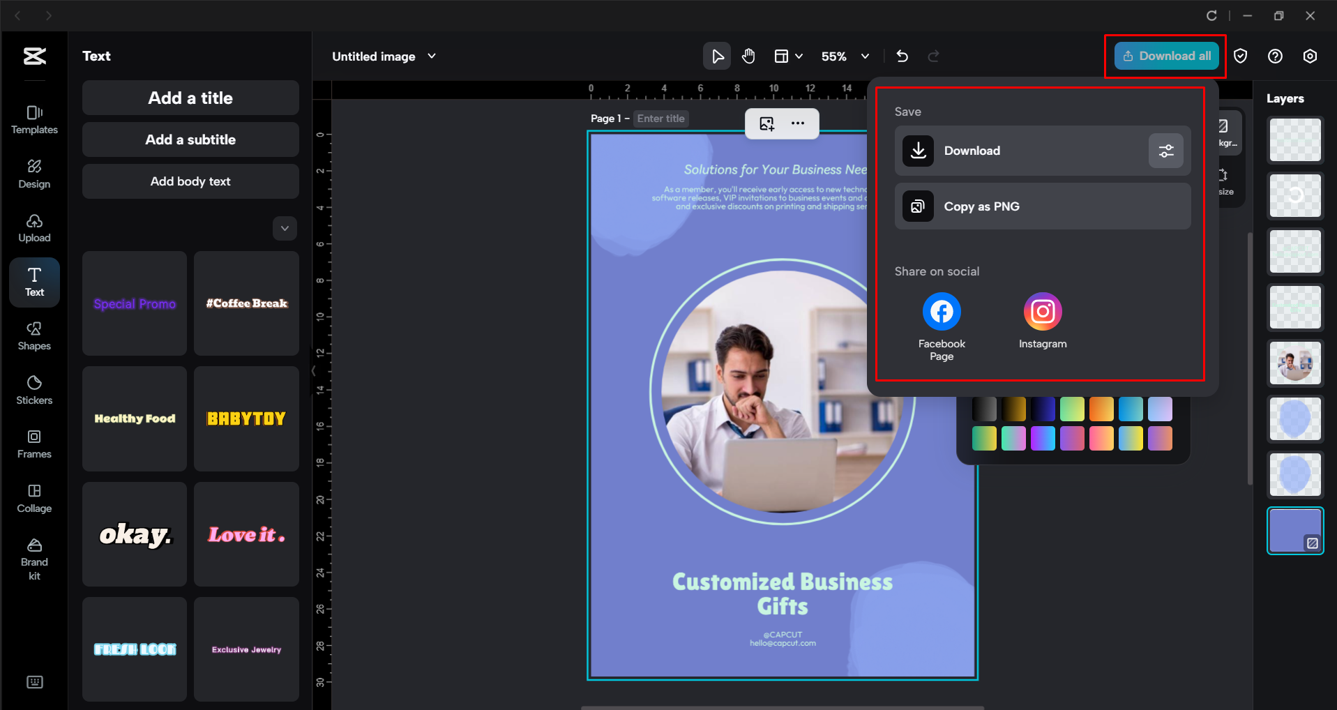 Einen Flyer aus dem CapCut-Desktop-Videoeditor exportieren