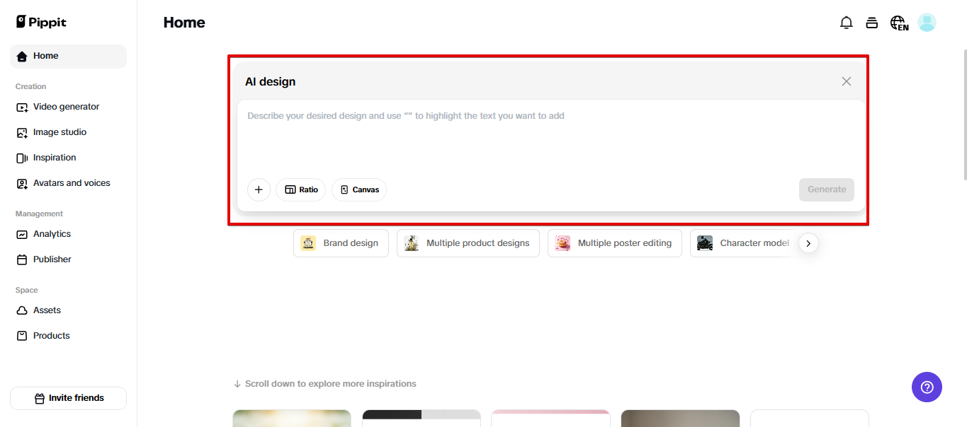 AI design tool in Pippit