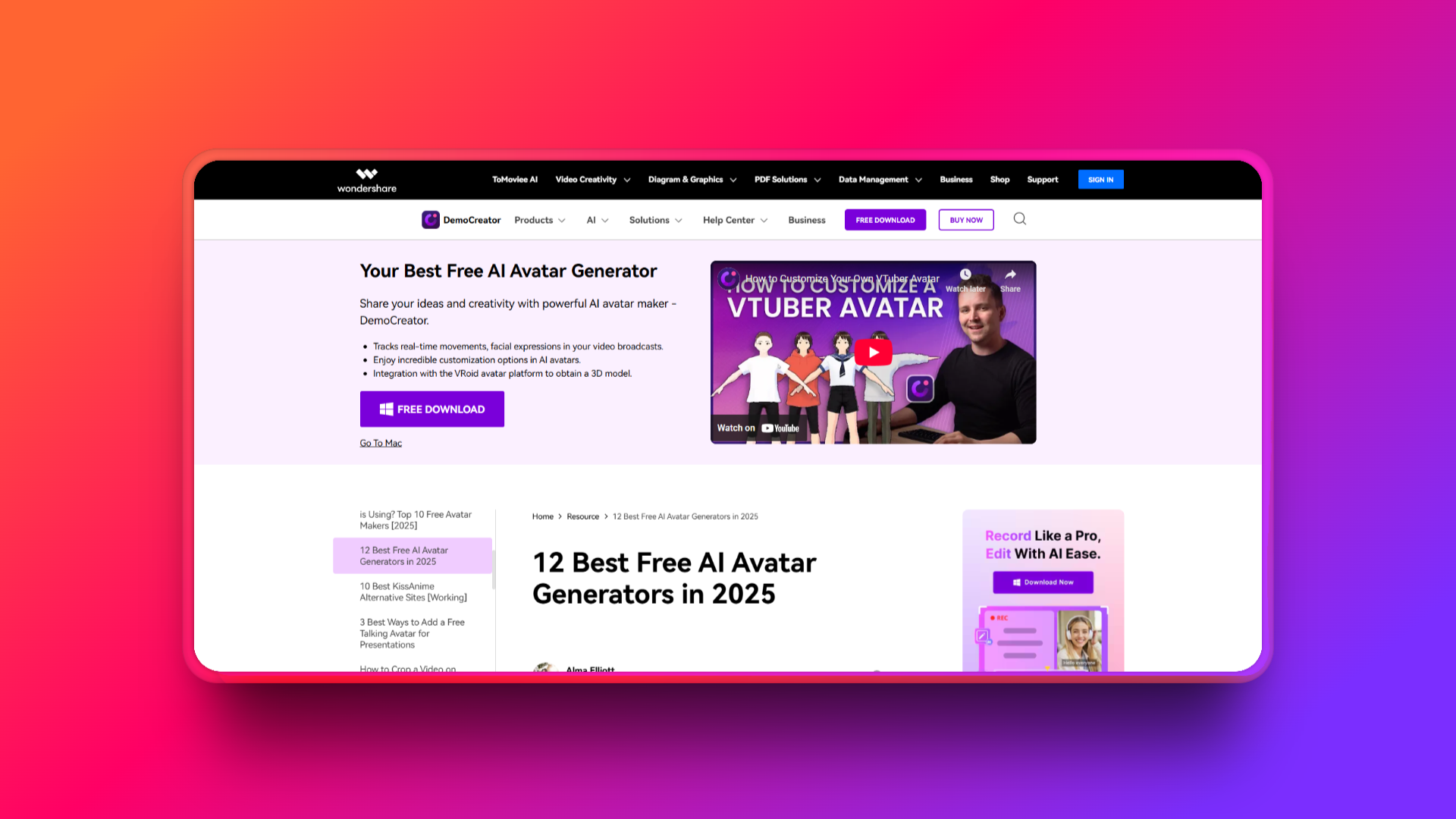 Creating AI avatars with DemoCreator