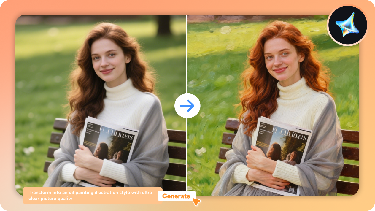 convert photos into artistic story scene illustrations