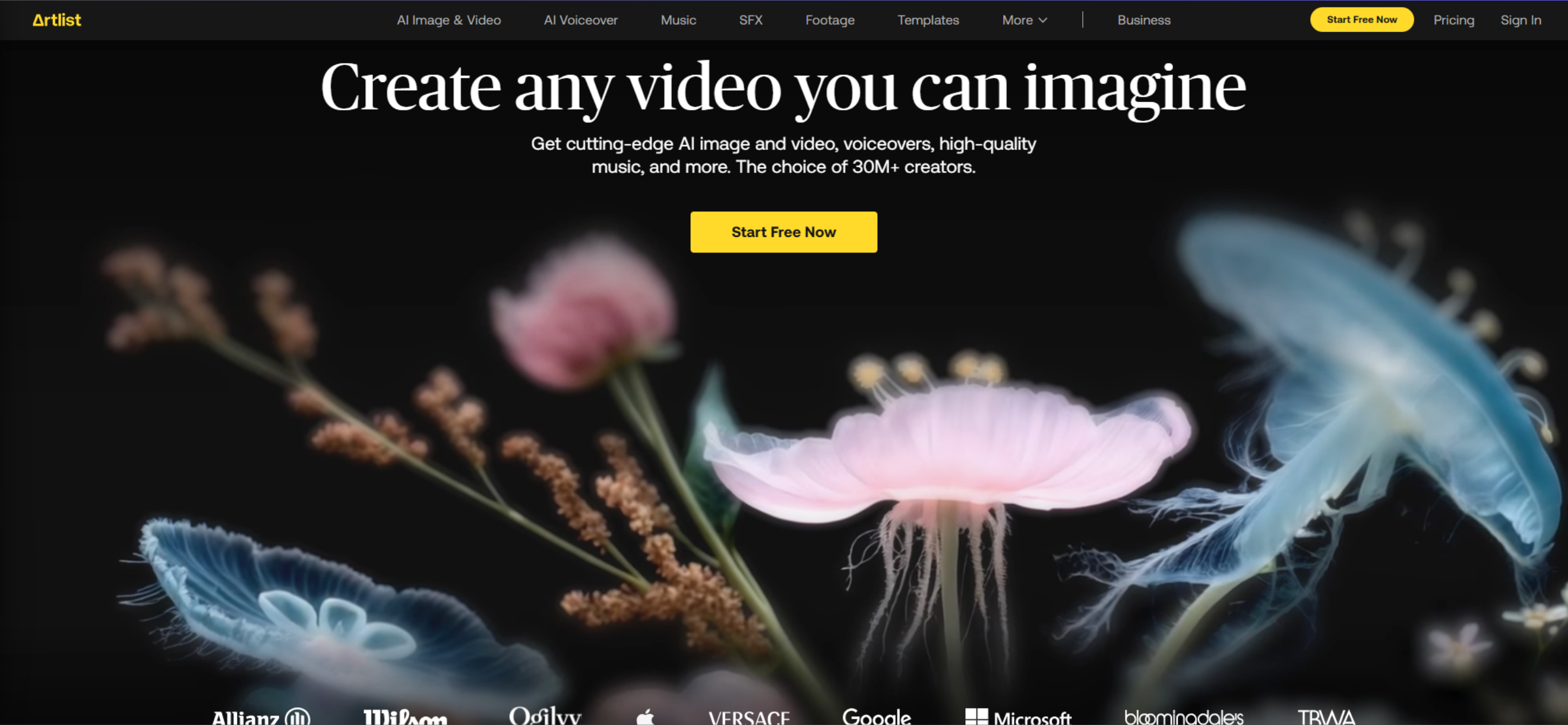 Artlist's website