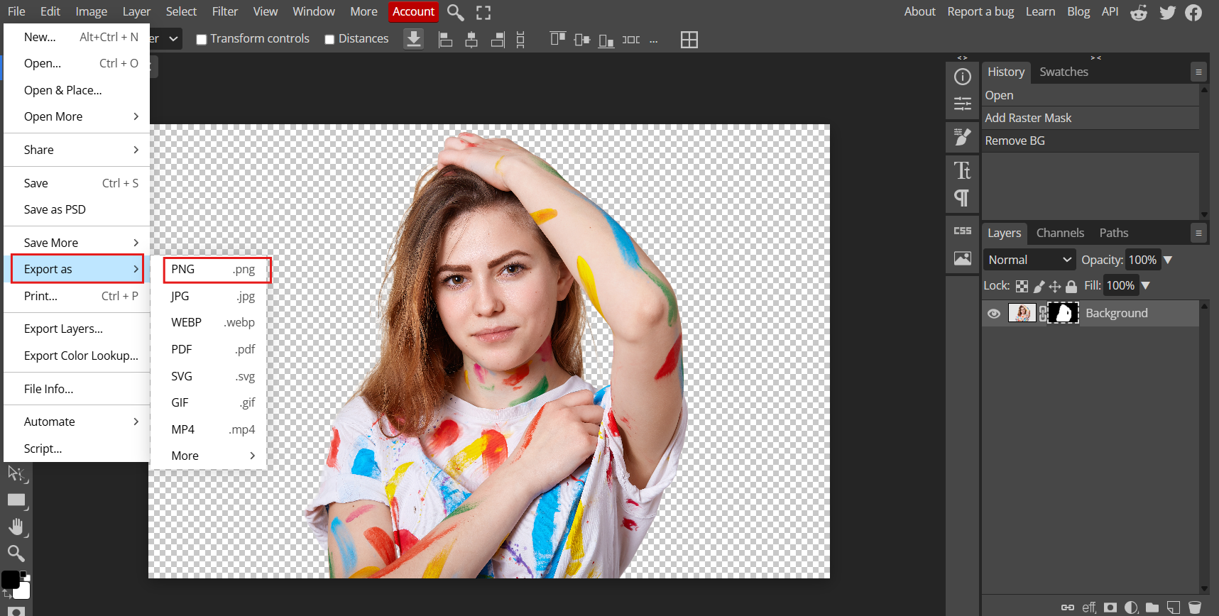 Export the image