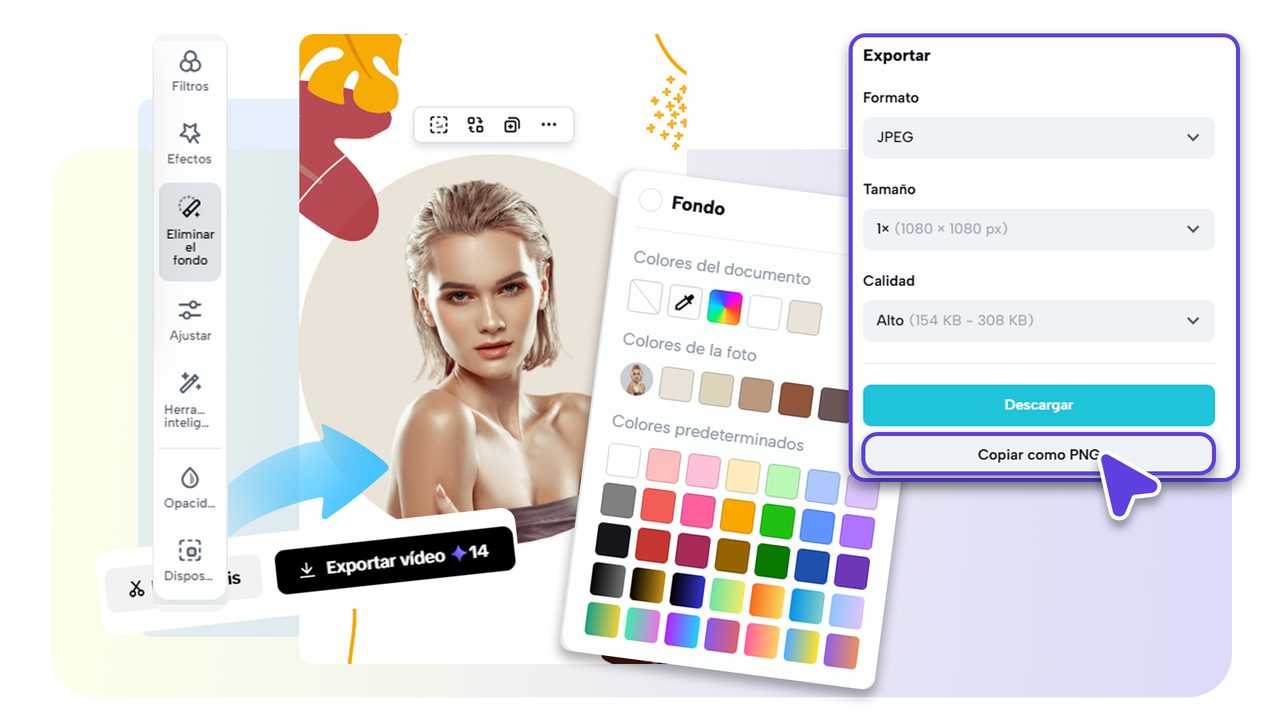 Utilice herramientas personalizadas para ajustar los parámetros del fondo.