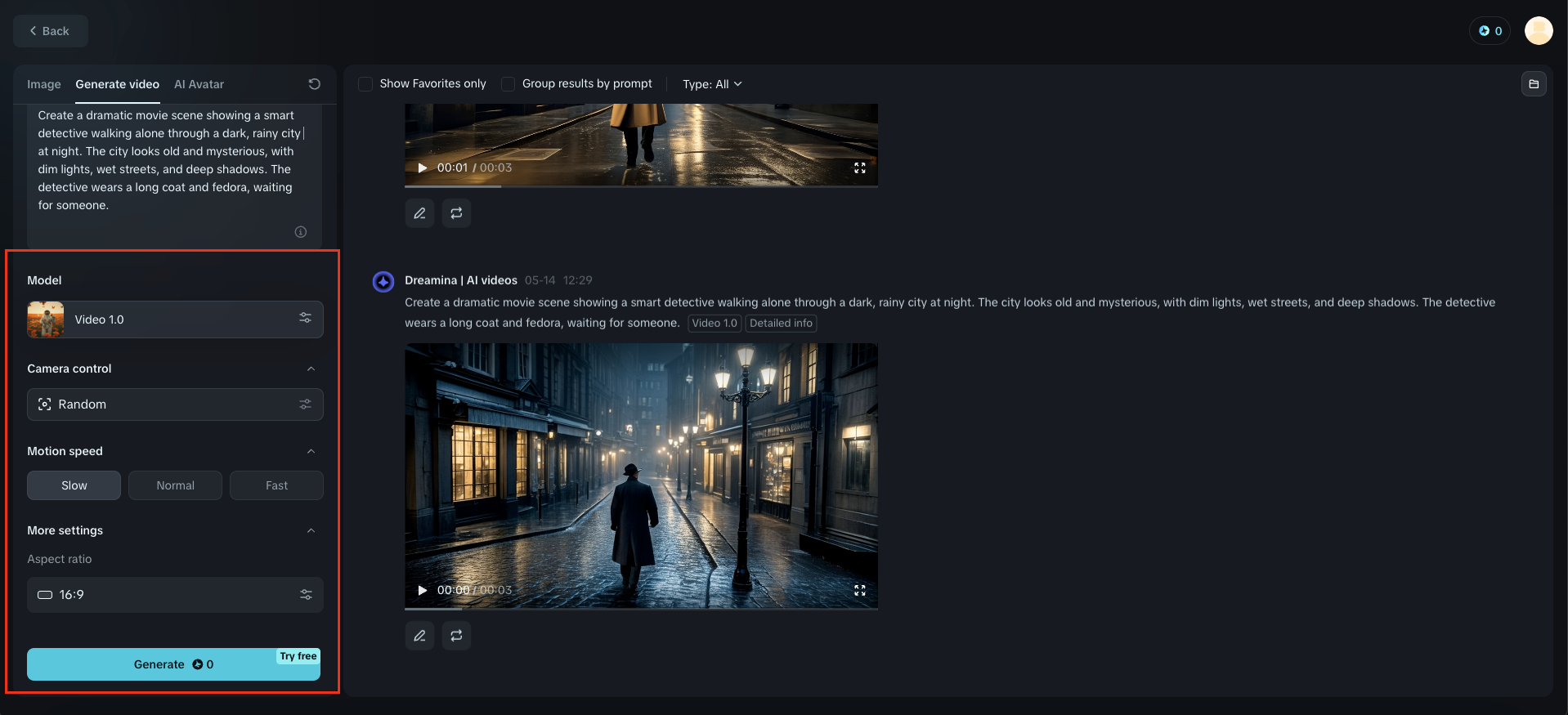 Generate video