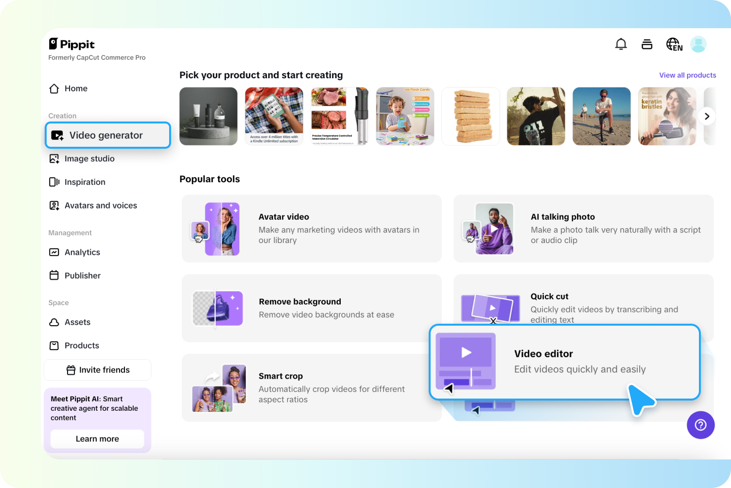 Access the Video editor