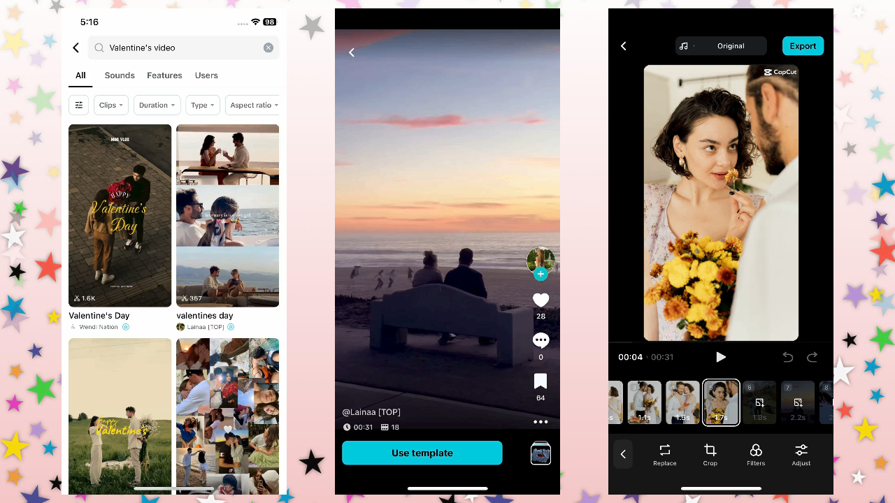 CapCut App - Templates for valentine videos