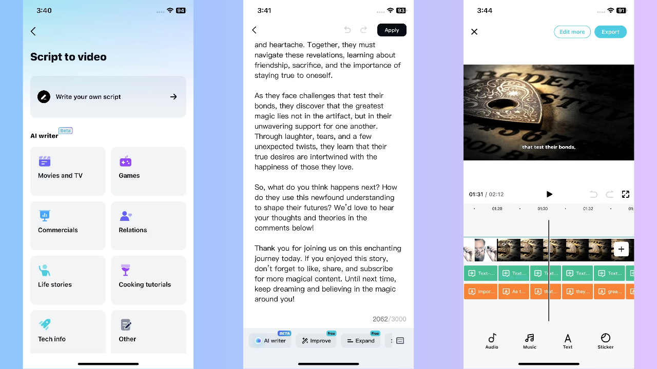 CapCut App for AI fanfic writing