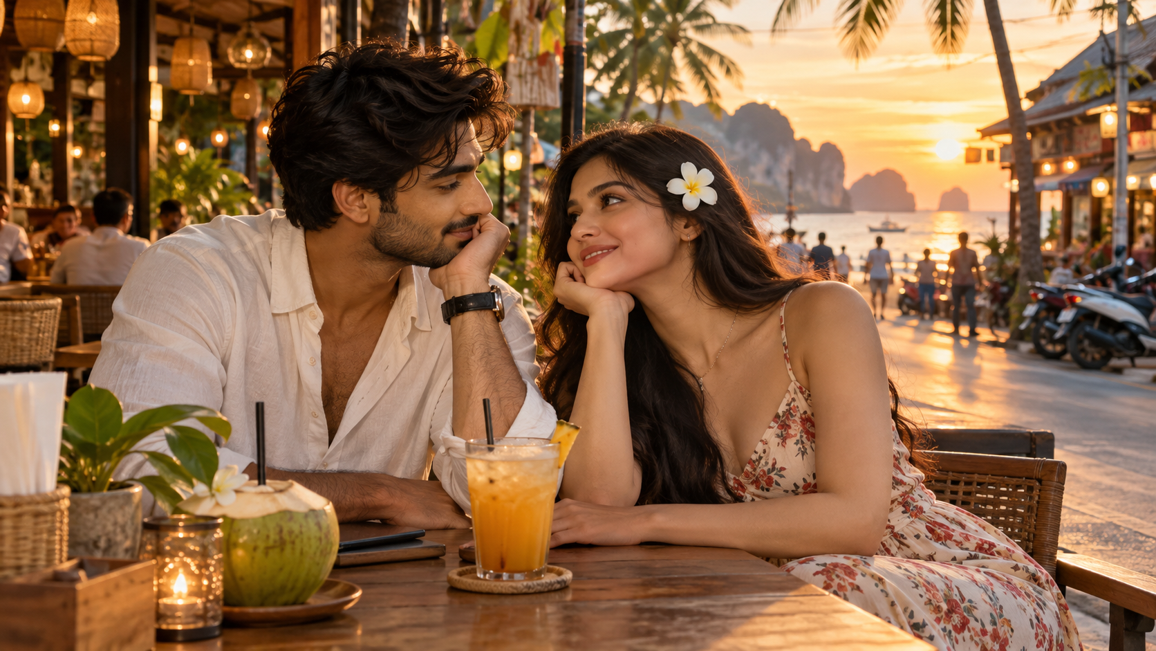 Thailand Couple Café Portrait example for ai prompt the priyesh