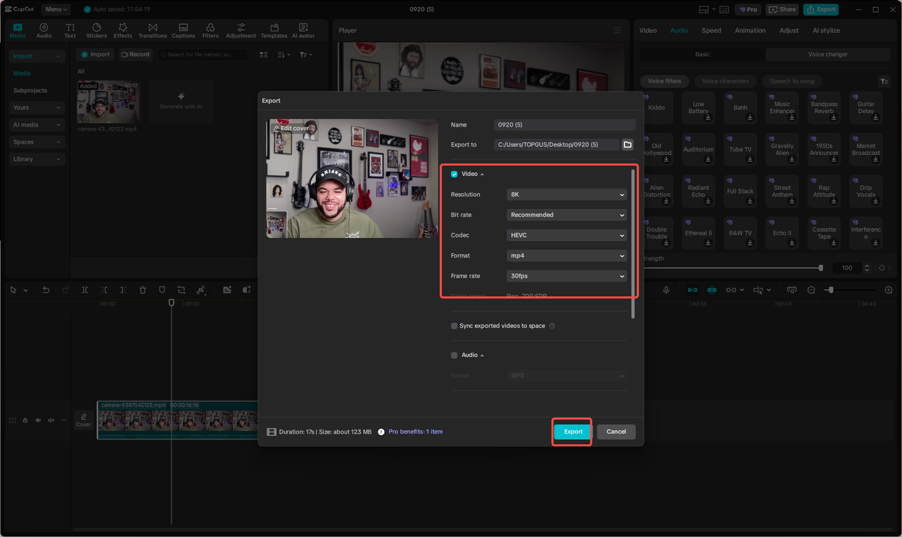 Export your file
