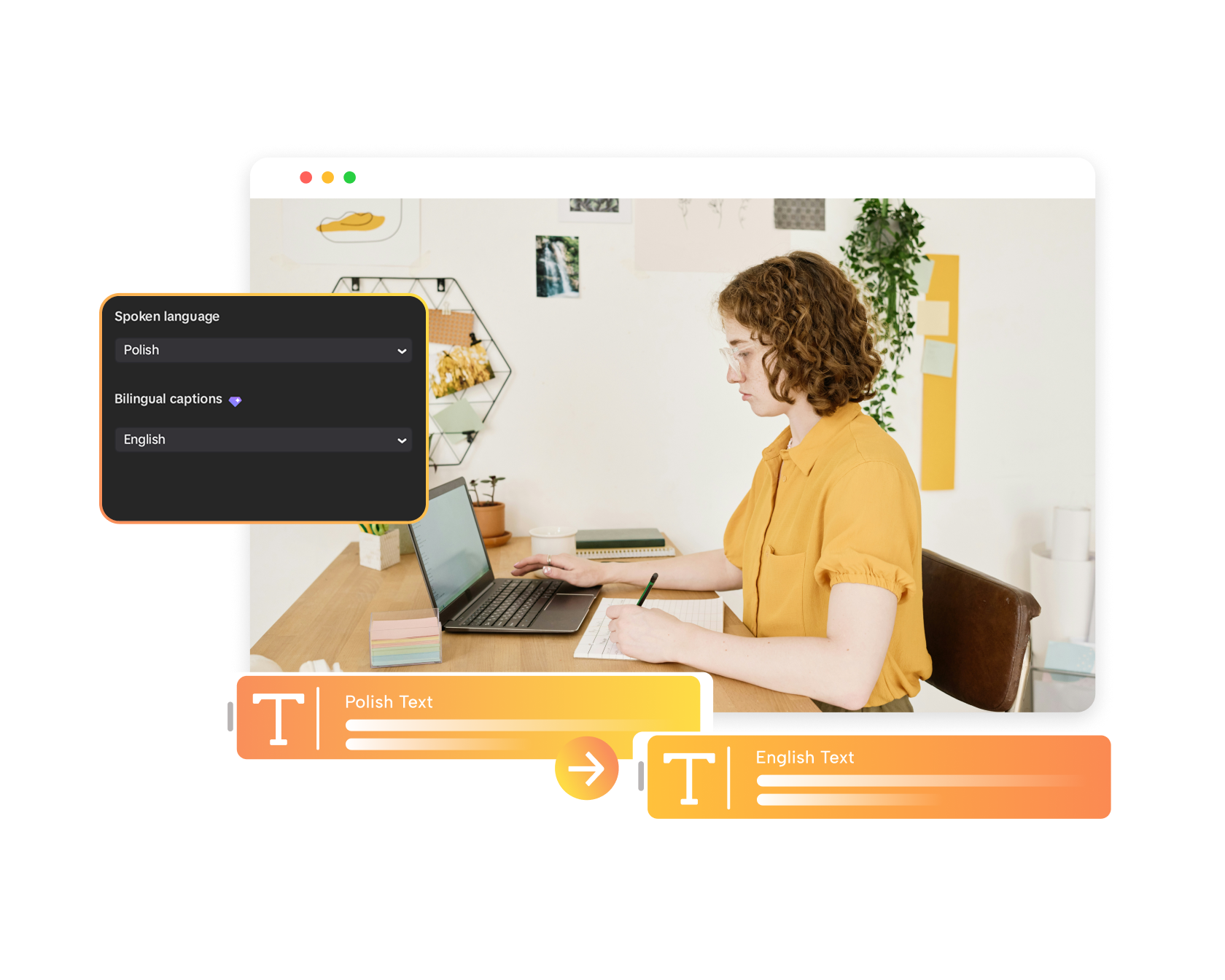 Simplify Polish to English translation with CapCut