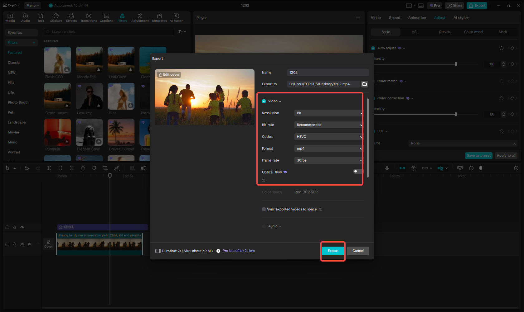 Export HDR footage