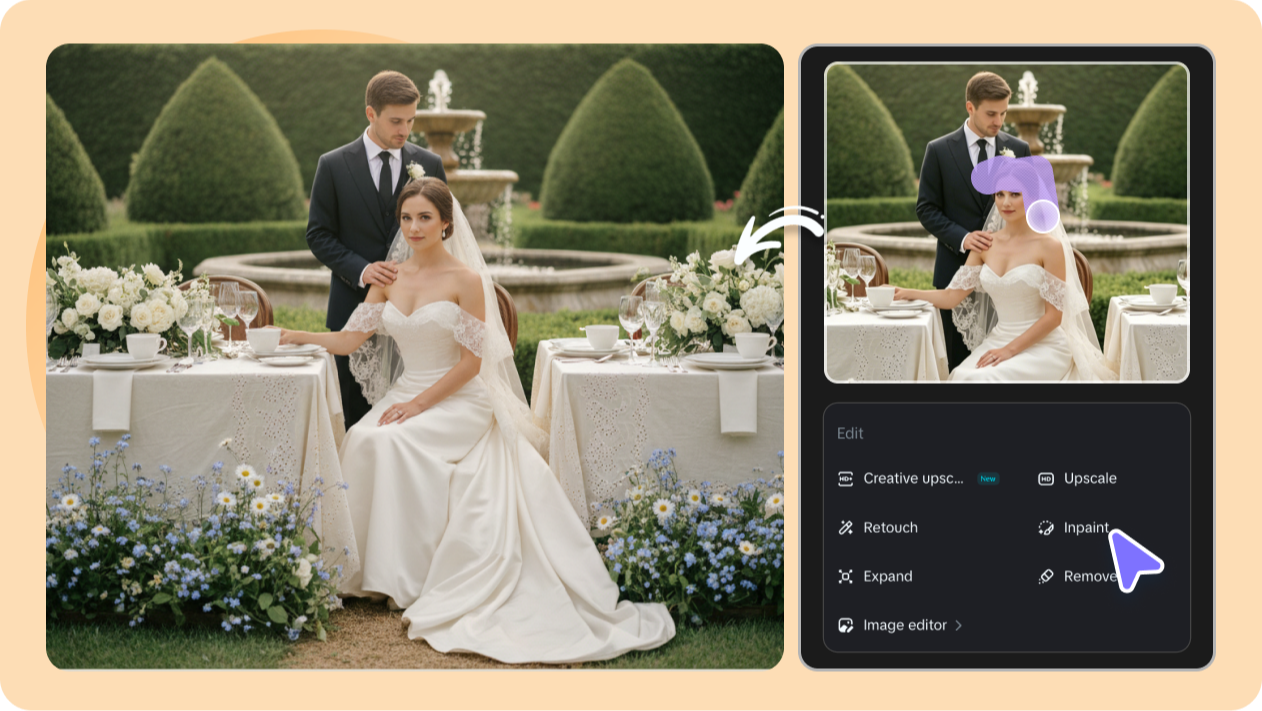  Enhance wedding photo with AI tools