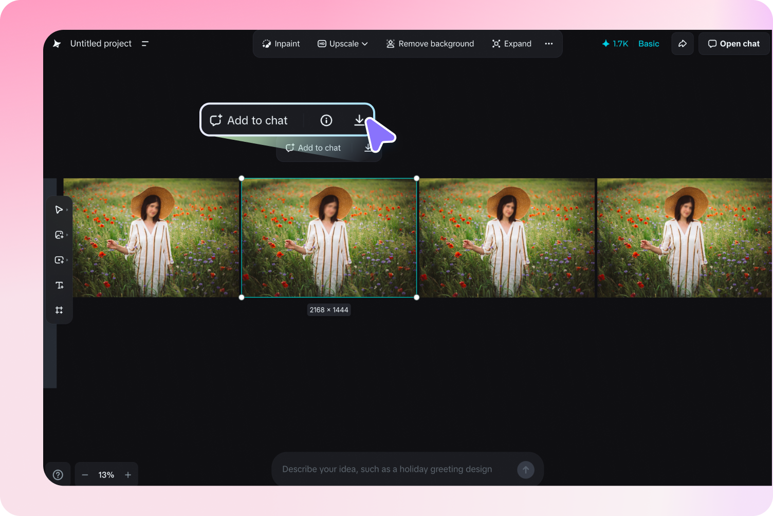 Download blurred face image from Dreamina