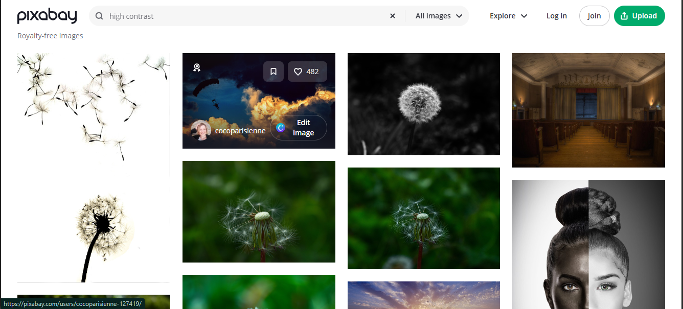 Pixabay - a user-friendly platform for finding high-contrast images for photography