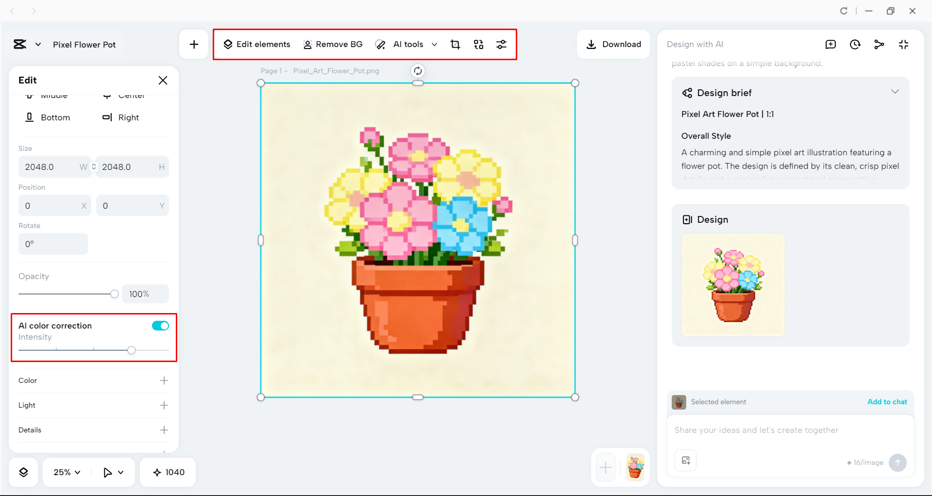 Editing pixel art with the CapCut desktop video editor