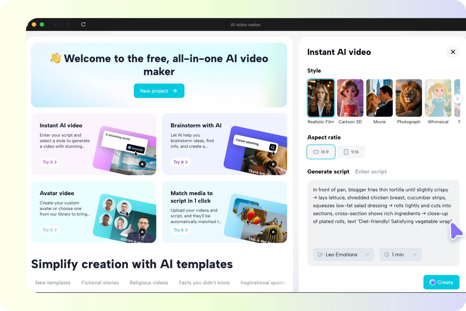 entering a script for yours in CapCaut's storyboard creator