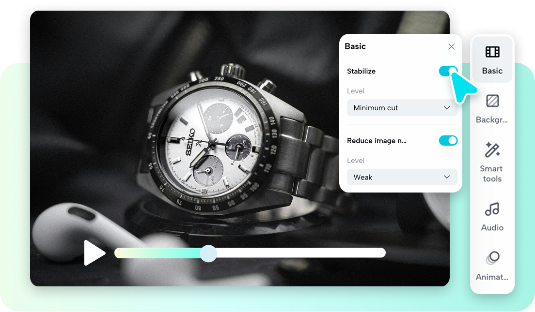 พื้นที่การตัดต่อวิดีโอขั้นสูงของ Pippit