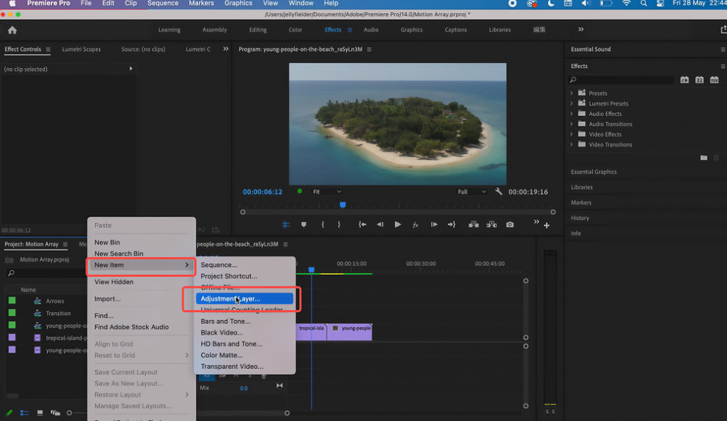 Create an adjustment layer