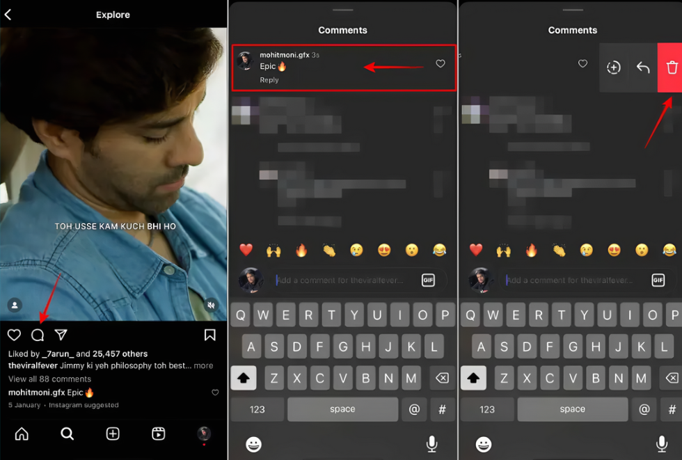 Διαγράψτε ένα σχόλιο Instagram στο κινητό