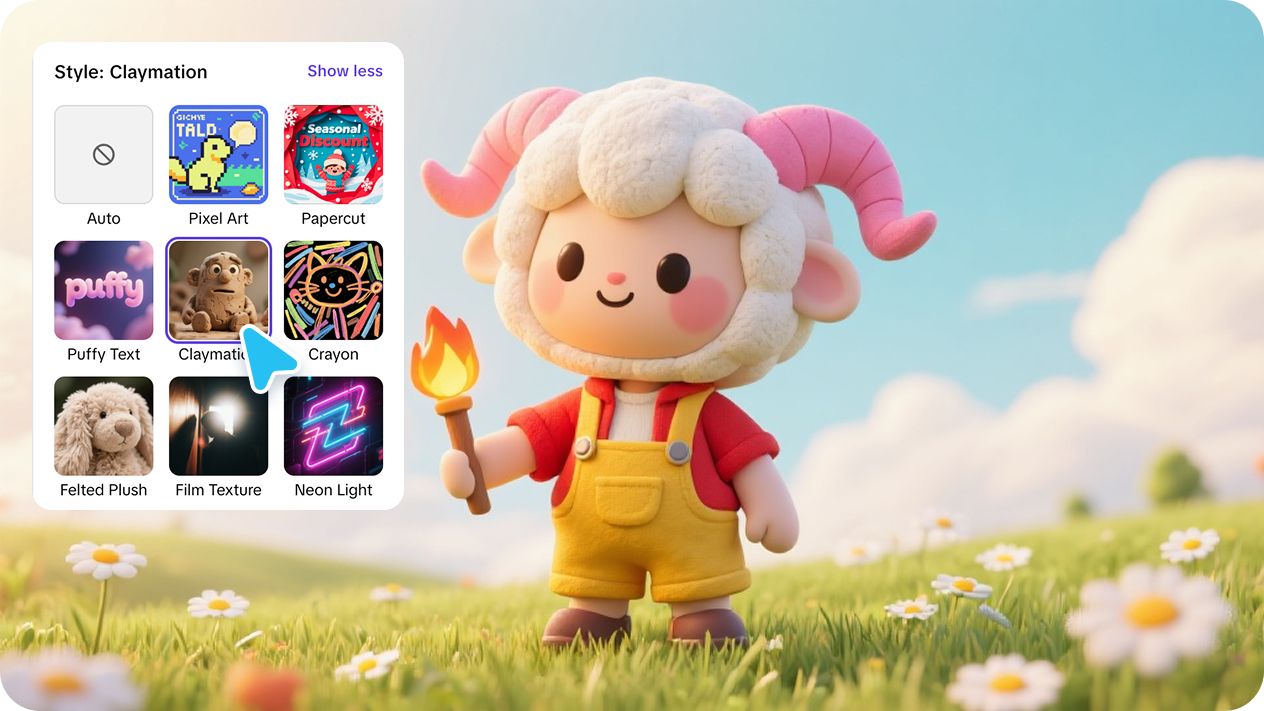 Style options in Pippit for creating zodiac sign cartoon