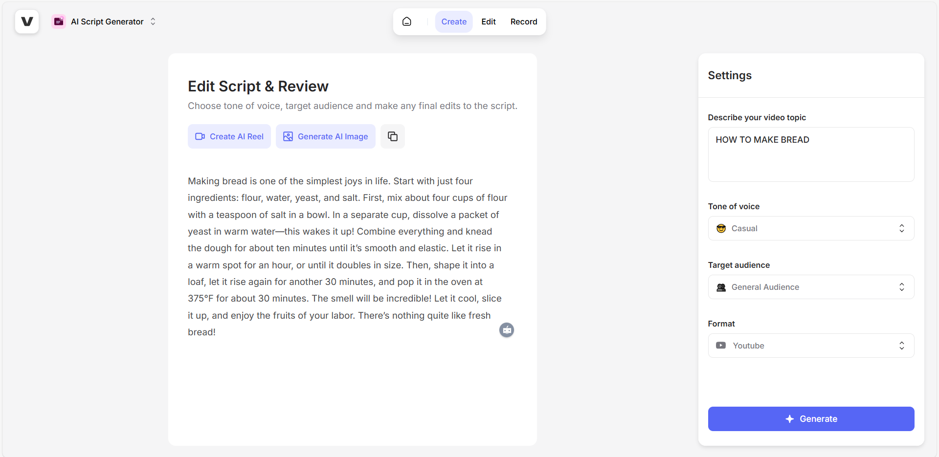Mga script ng YouTube AI