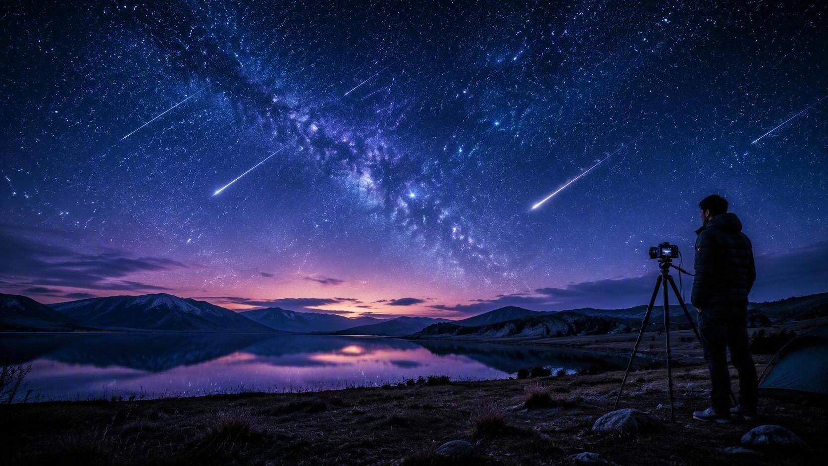 16:9 cinematic cover image for shooting stars video.
