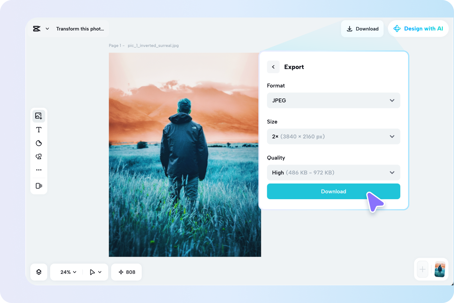 Exporting the inverted image from CapCut