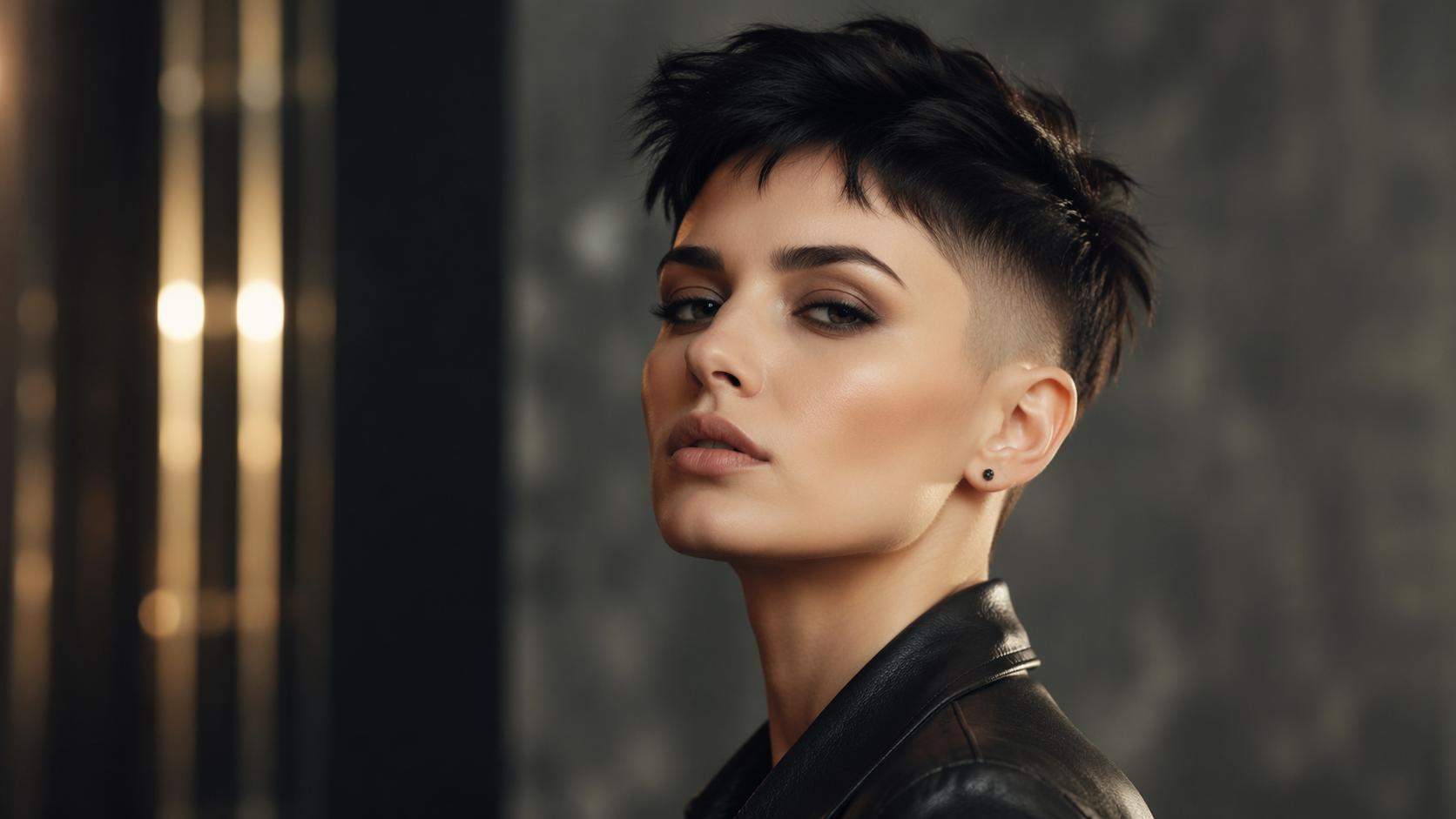 Dreamina pixie cut filter prompt example 5: Edgy undercut pixie