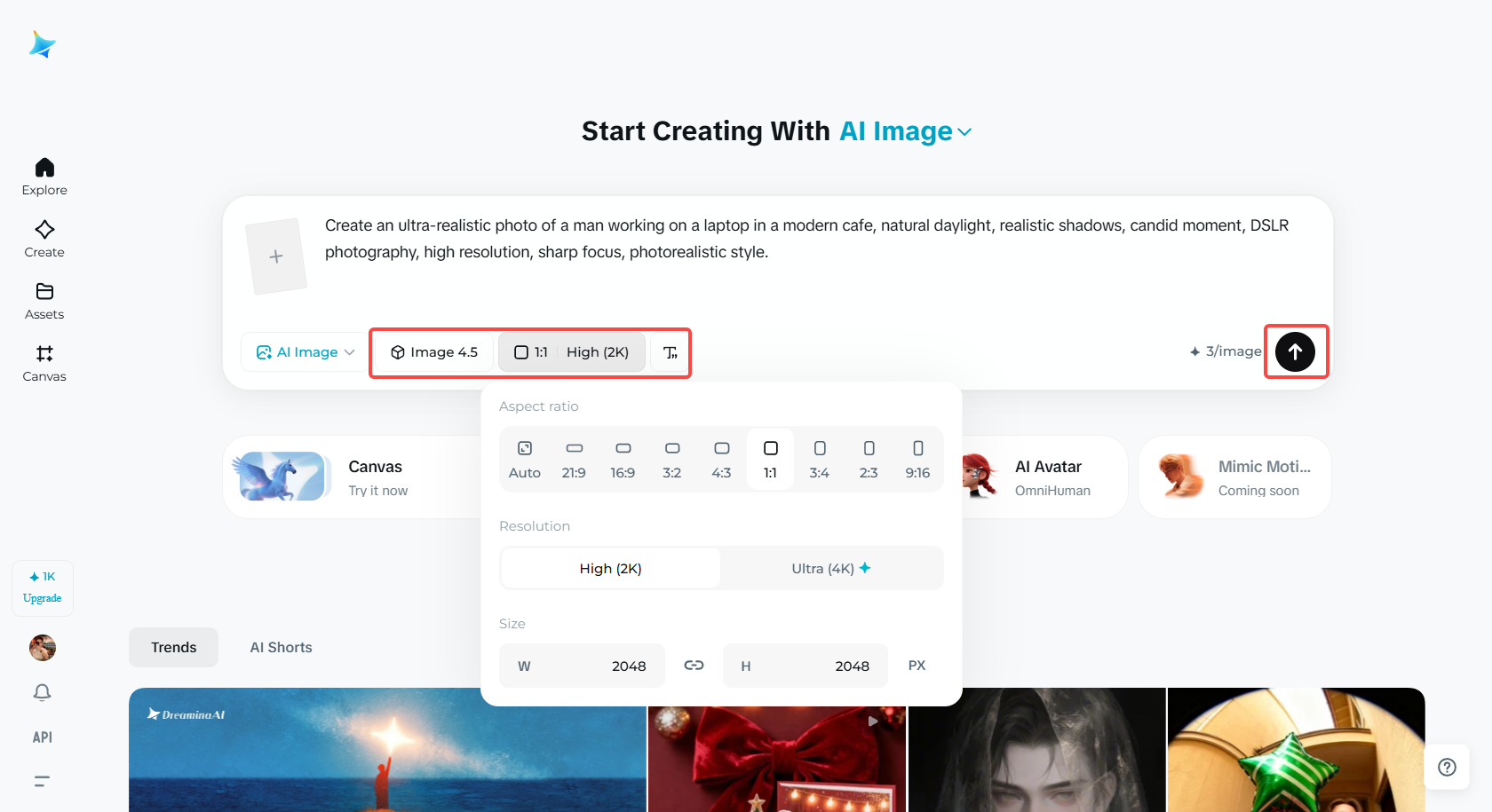 Ajuste la configuración de generación de imágenes