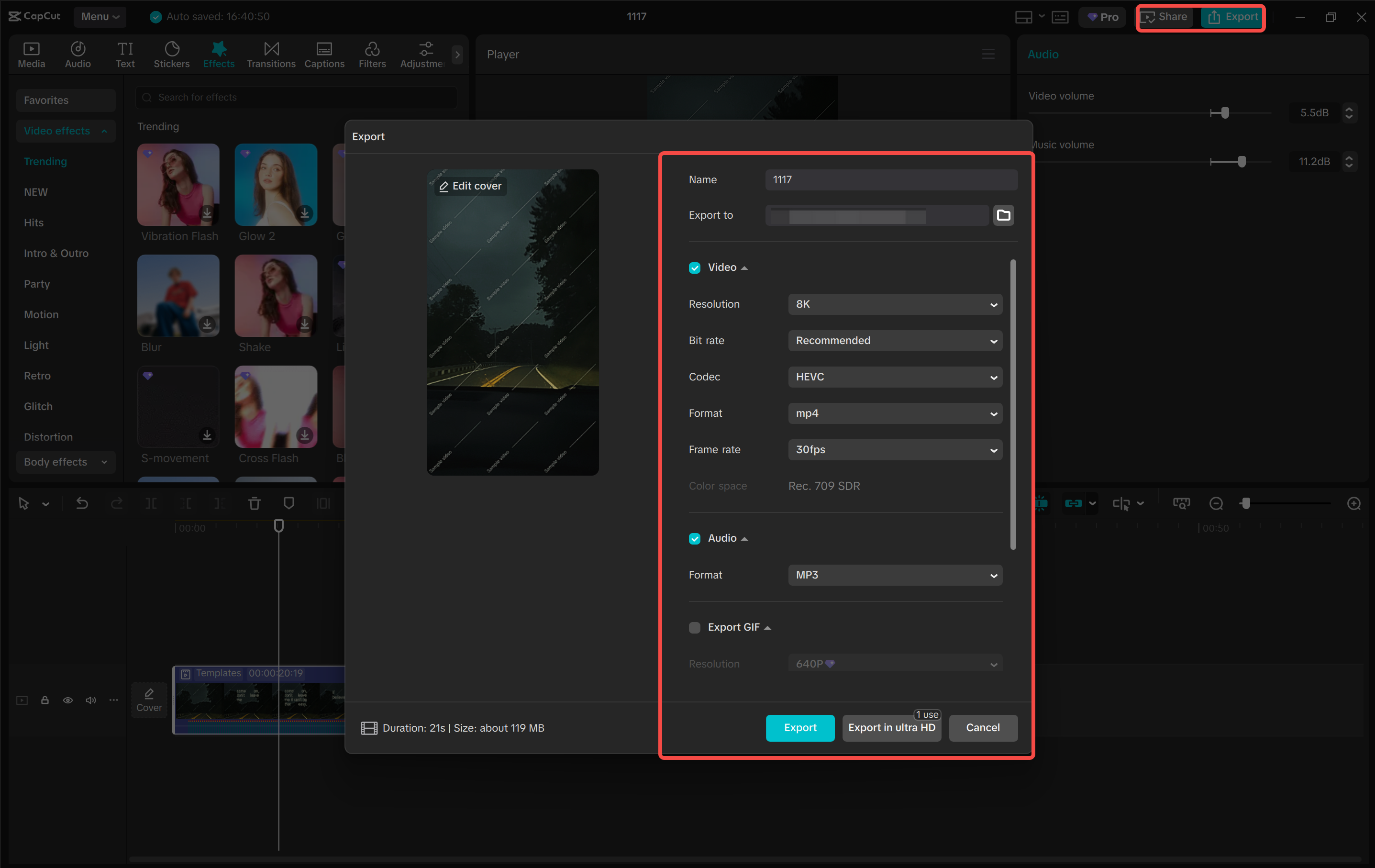 Exporting a lyrics video from the CapCut desktop video editor
