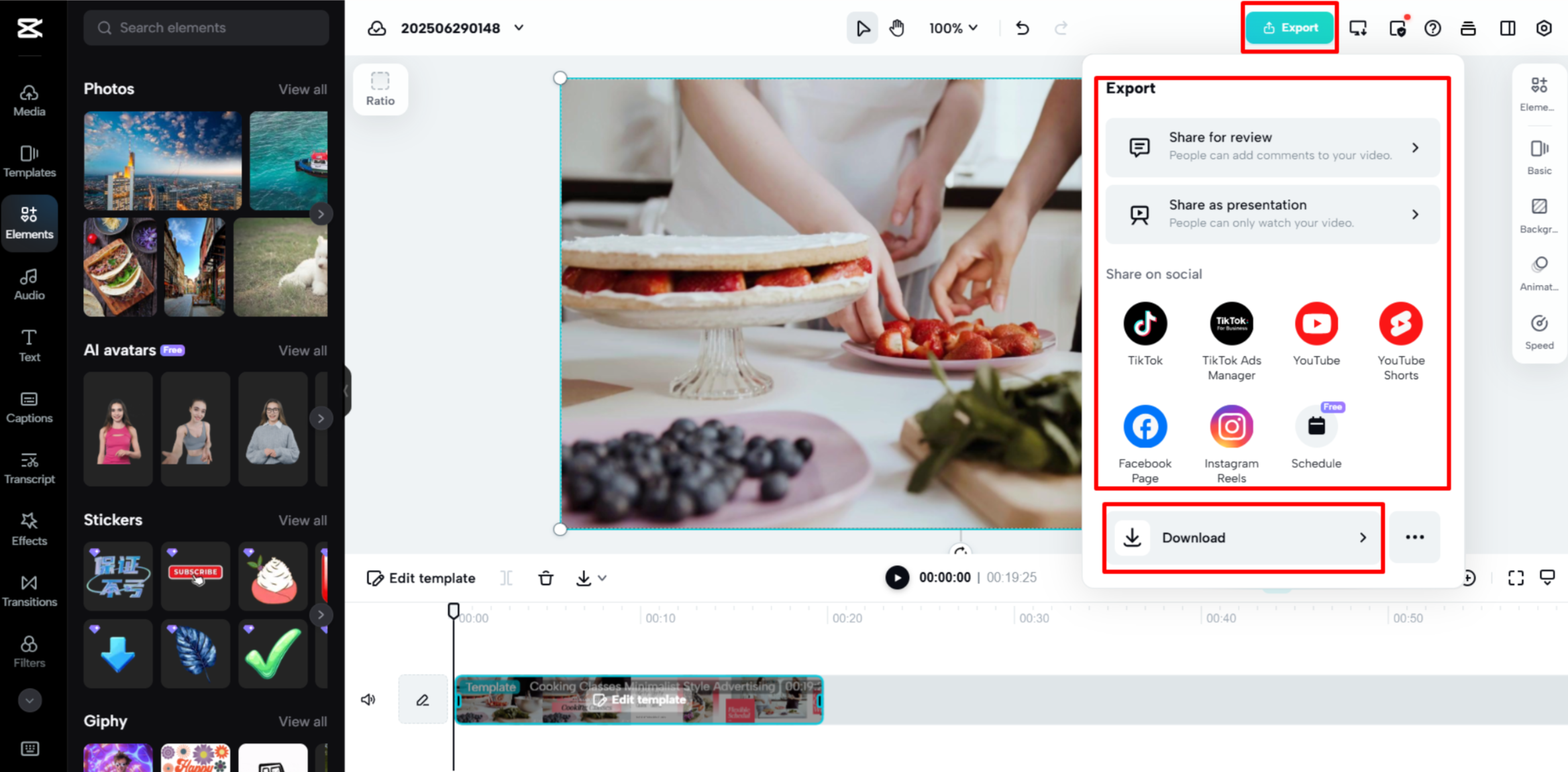 Exporting the final video from CapCut Web