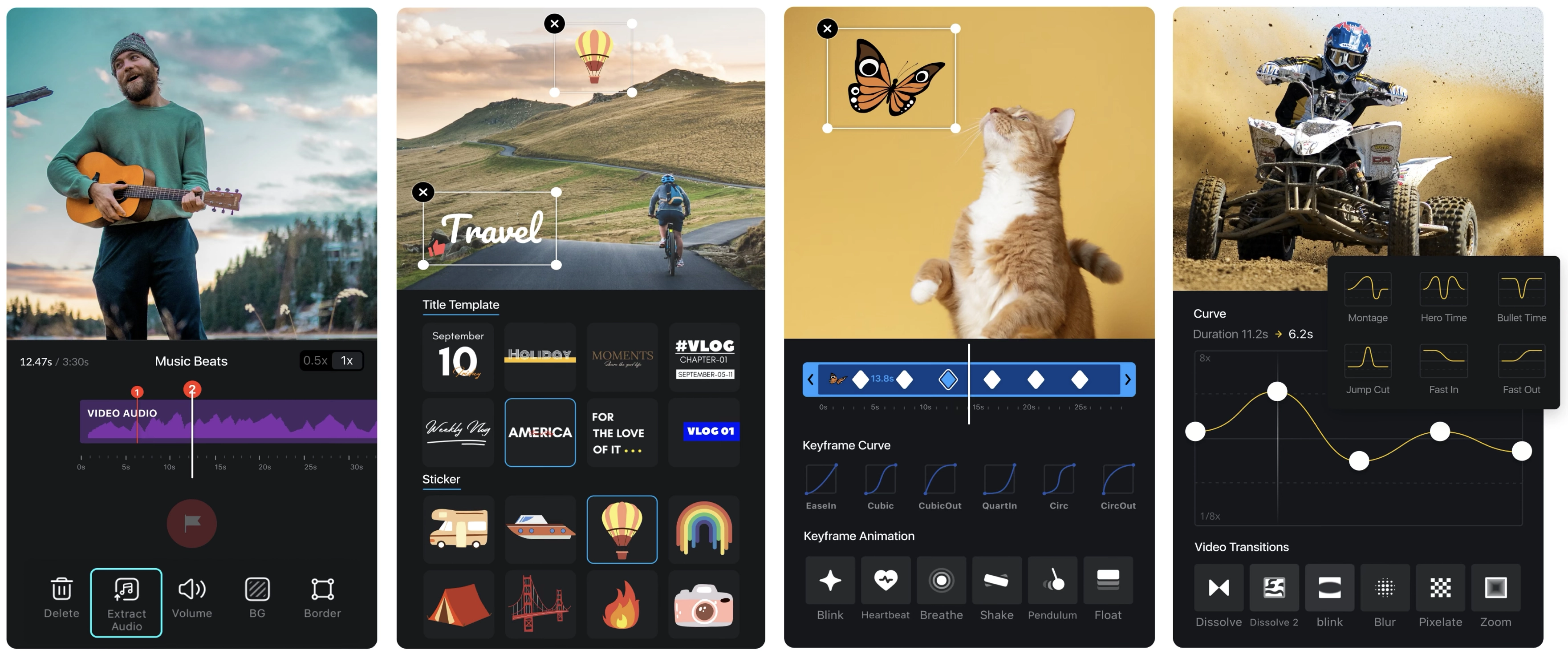 Interface of the VN Video Editor - the best mobile app for text writing on videos