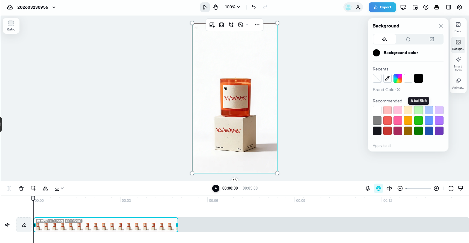 Choosing a new background for the video