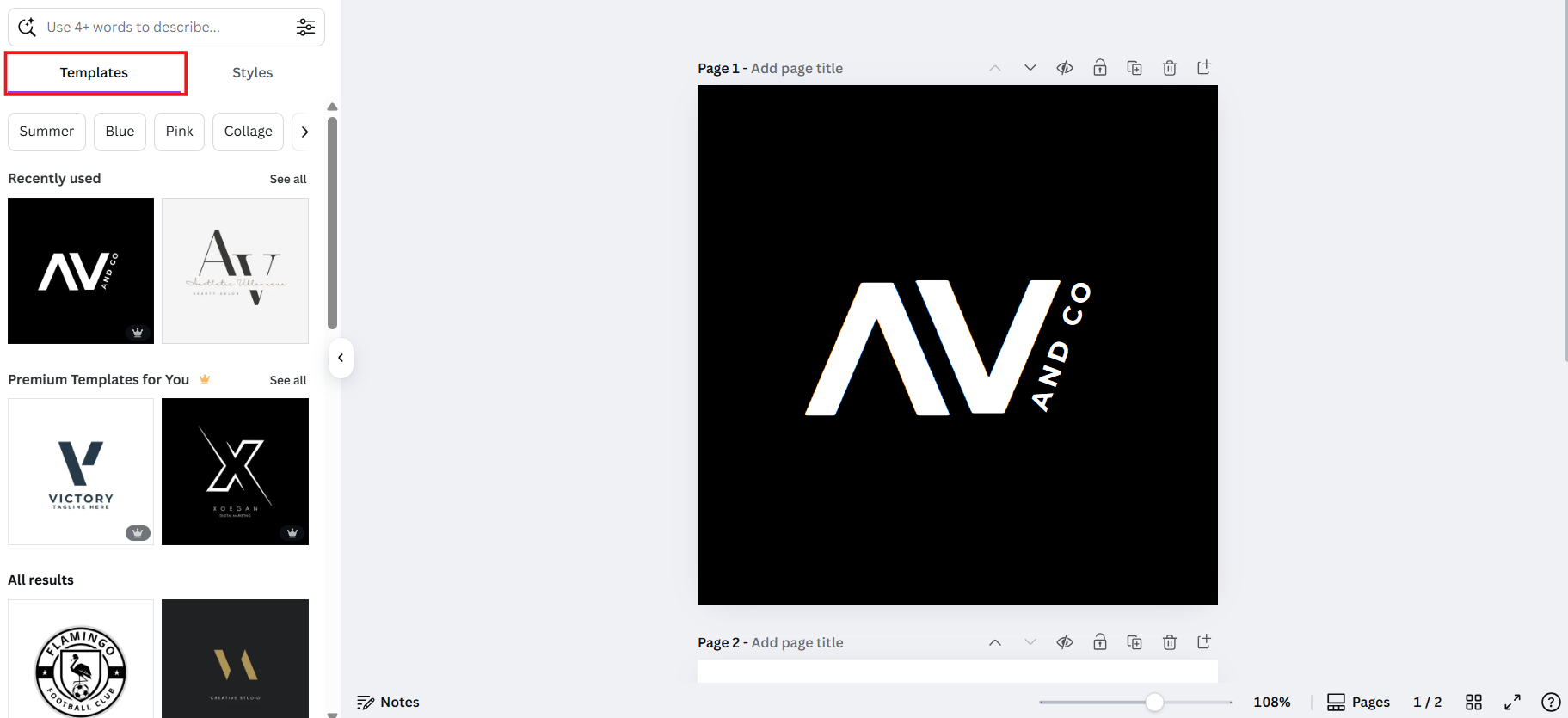 Customize a modern monogram logo with Canva
