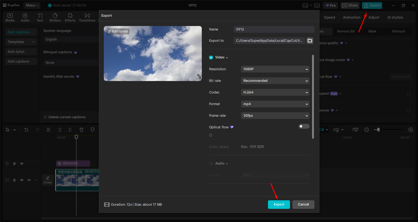 Pag-export ng video mula sa CapCut desktop video editor