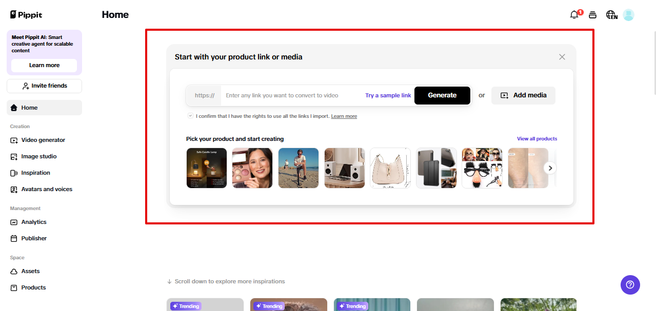 Pippit video generator