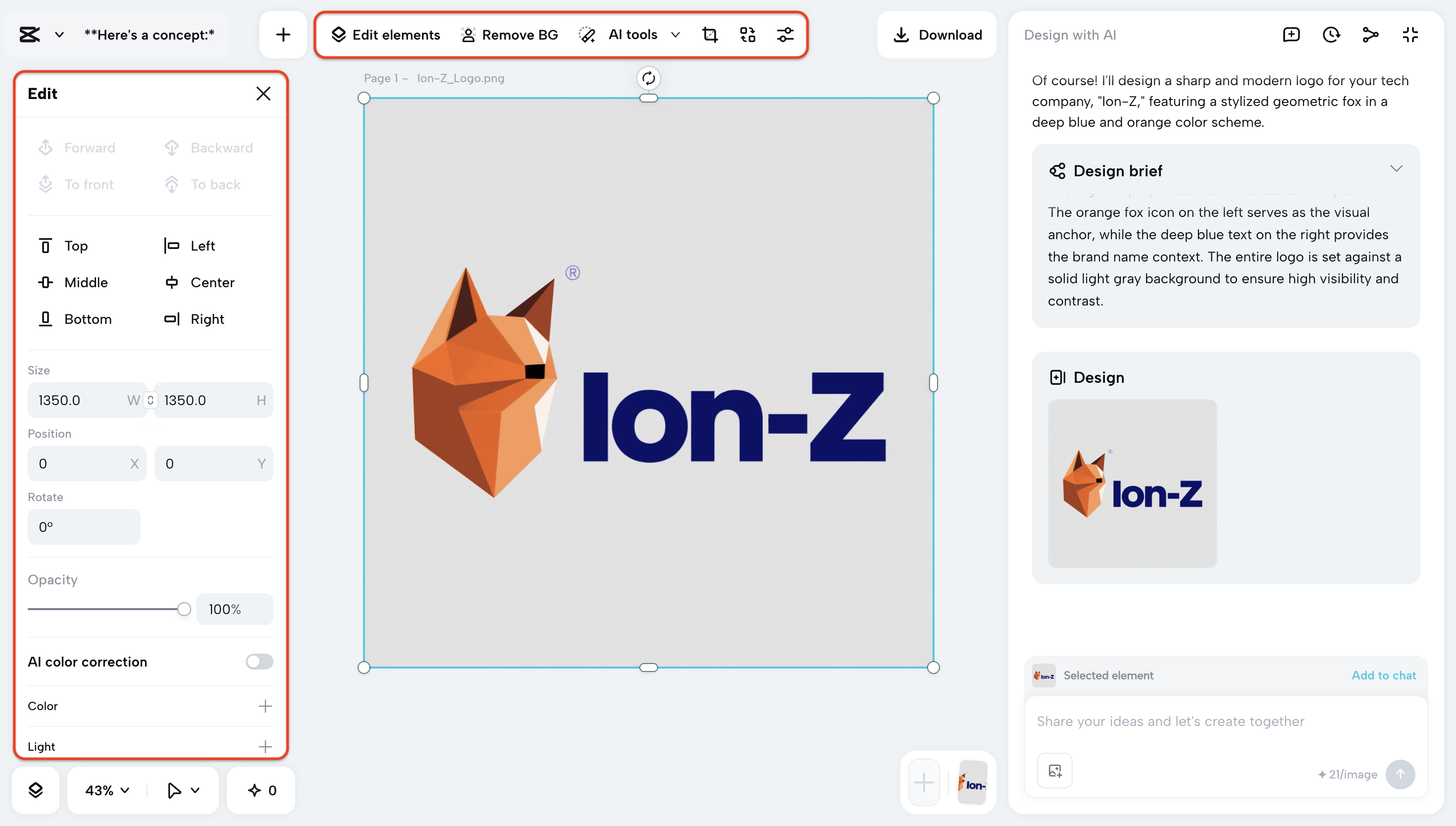 Generate and edit the logo