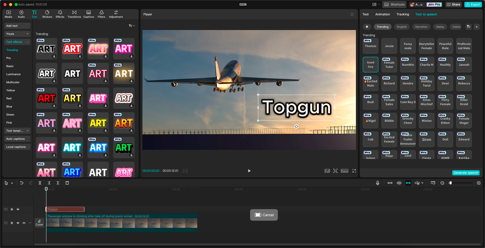 CapCut desktop interface
