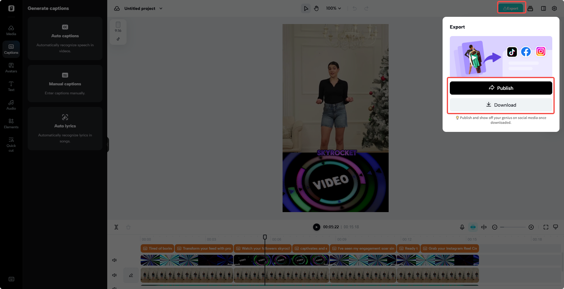 Visualize e exporte seu vídeo