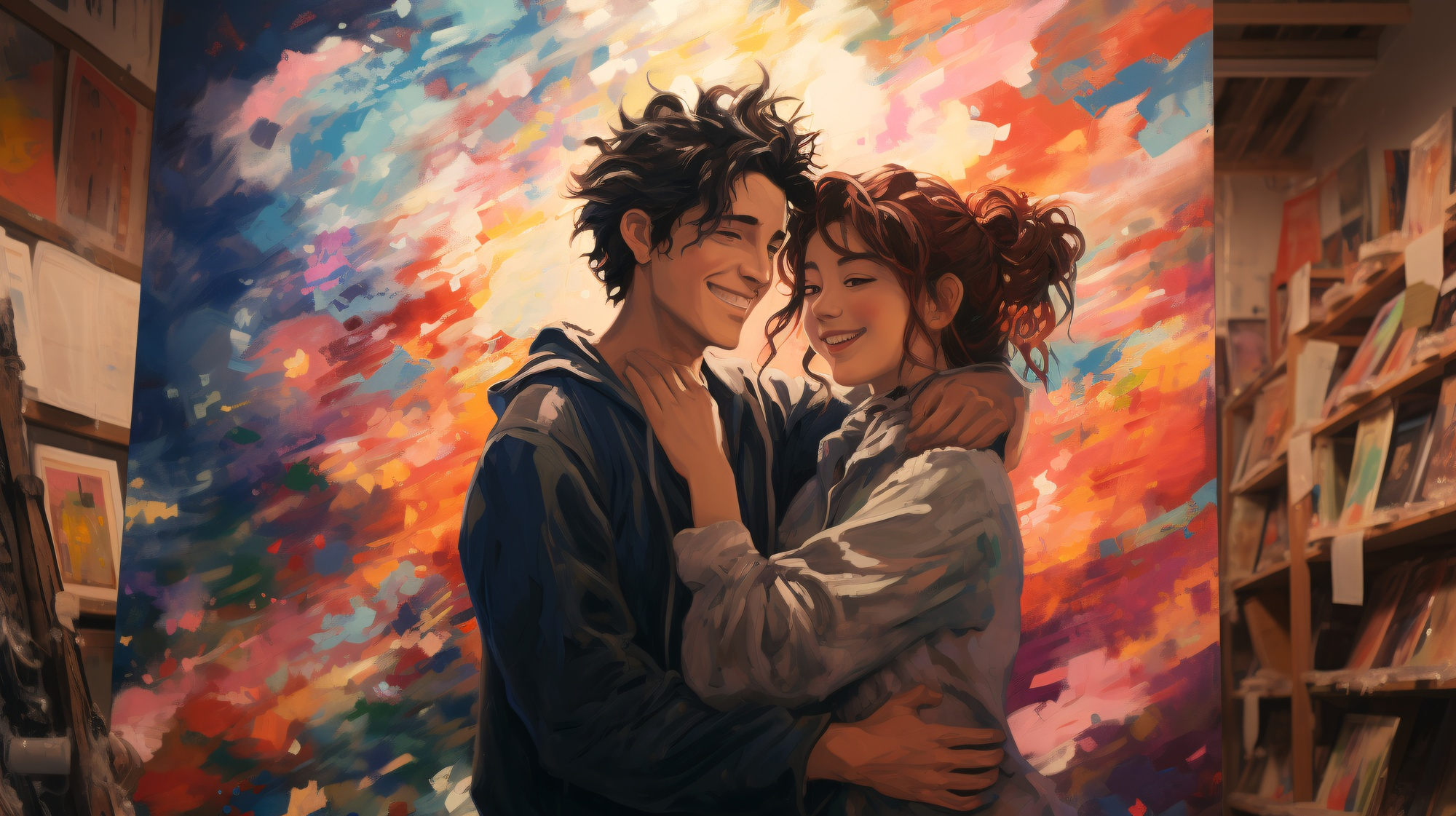 Artistic painting of a couple