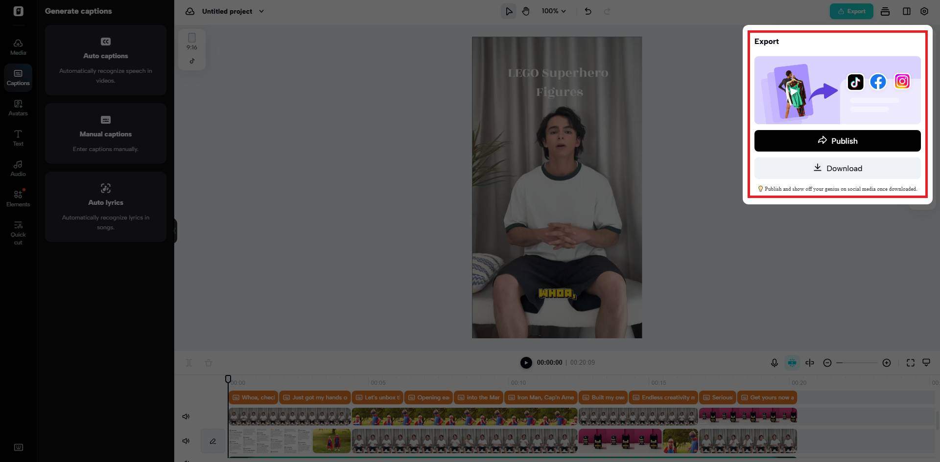 Export or publish your video