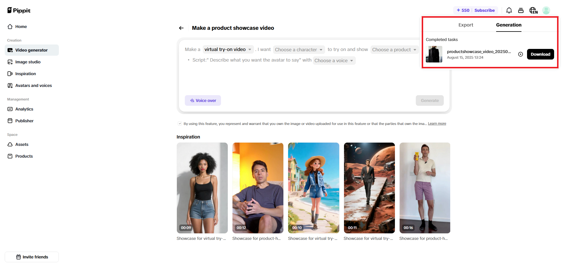 Baixe seu vídeo de prova virtual.