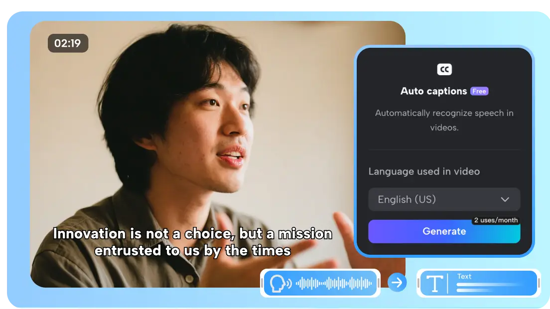 Legendas automáticas de IA que geram resumos de vídeo, CapCut